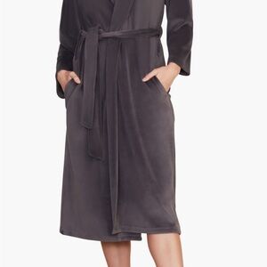 Barefoot Dreams Luxe Chic Velour Hooded Robe, Carbon, Barefoot Dreams Robe Sz 3